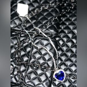 'Heart of the Ocean' Sapphire CZ W/ Halo of Diamond CZ’s Hanging off CZ Necklace